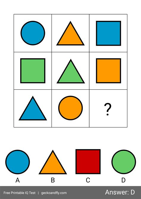 60 Free Printable IQ Test For Kids From 5 to 16 years old [ Part 1 ]