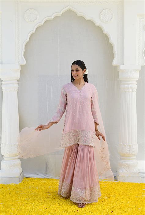 Pink Heavy Izra Gharara Set – Misri By Meghna Nayyar