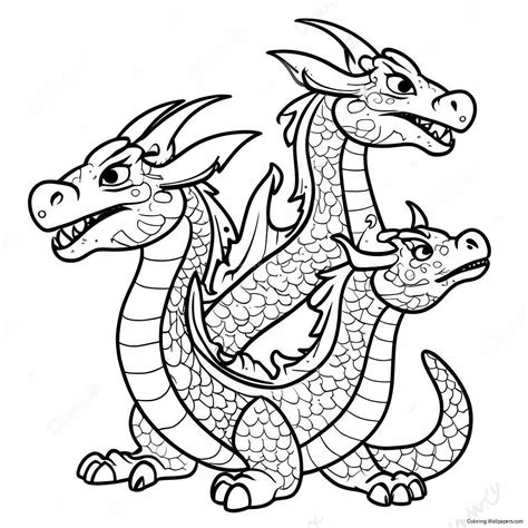 Three Headed Dragon Coloring Pages