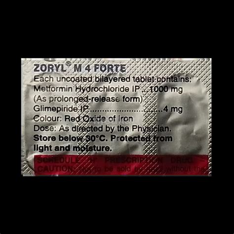 ZORYL M 4MG FORTE TABLET 15'S Price, Uses, Side Effects & Substitutes ...