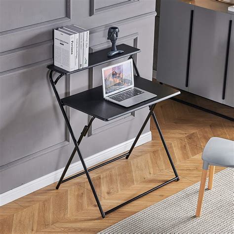 Buy Saadiya 2-Tier Folding Desk Table Collapsible Home Office Working ...
