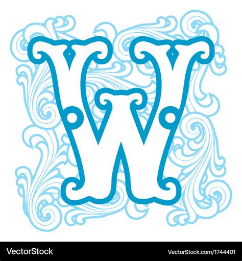 Winter vintage letter w Royalty Free Vector Image