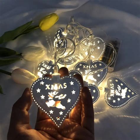 3m 20 led battery operated heart shaped chirstmas home decoration ...