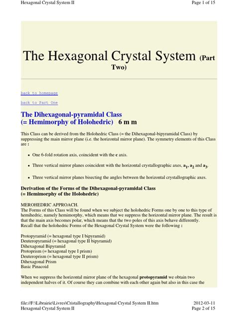 Crystallography - Hexagonal Crystal System Part II | PDF | Crystal Structure | Crystallography