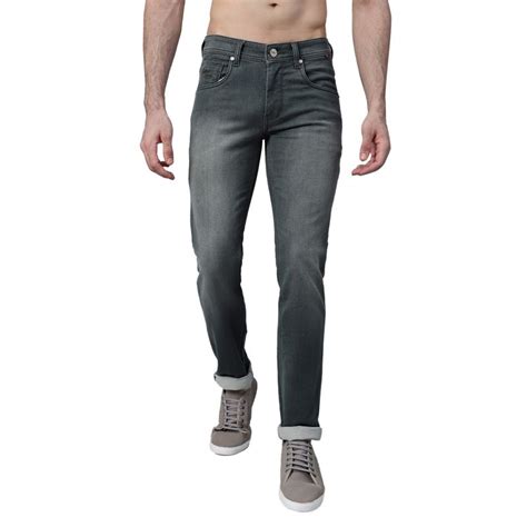 Buy Cantabil Men Grey Solid Stretchable Jeans Online