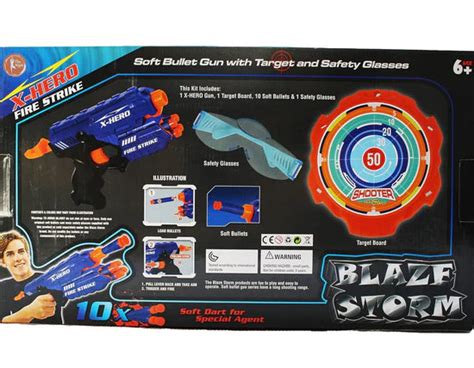 Blaze Storm Hot Fire Soft Bullet Gun Toy with 1 X-Hero Gun,1 Target ...