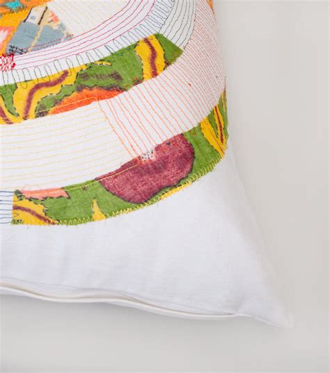 White Patch work Embroidered Cotton Cushion Cover – Tulsi Online