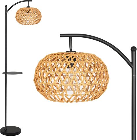 Cresmar Rope Floor Lamp for Living Room, Hand-Worked Rope lamp Shade ...