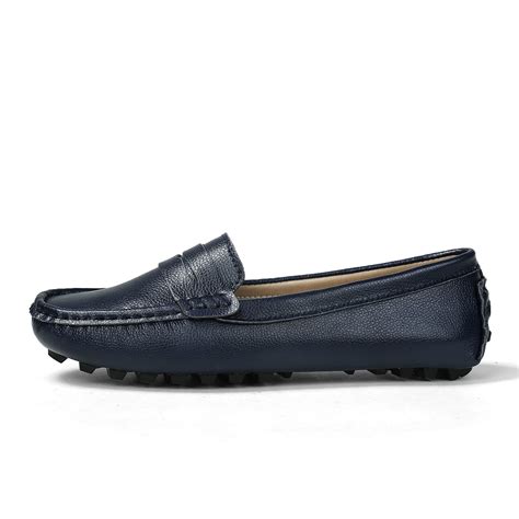 7---ilatyia Women's Navy Blue Loafers Leather Loafers for Women Penny ...