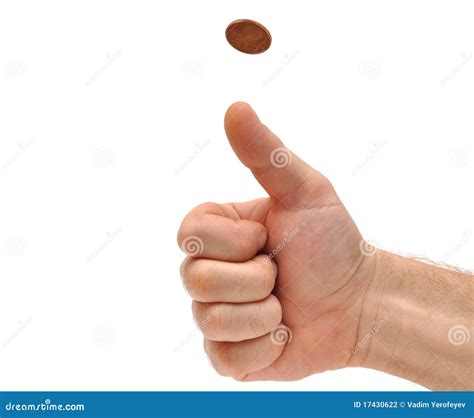 Man S Hand Throwing Up a Coin To Make a Decision Stock Photo - Image of ...