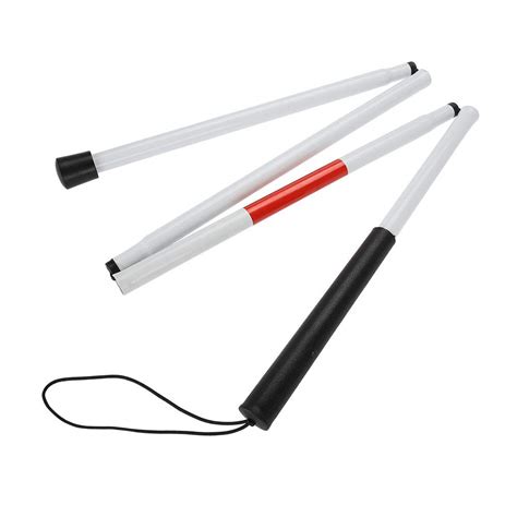 Buy White Stick Blind Collapsible Folding Walking Stick Cane, Red White ...