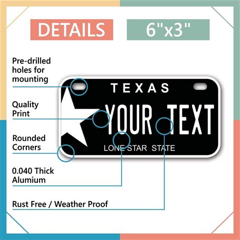 GENERIC Personalized Texas Mini License Plate for Kids | India | Ubuy