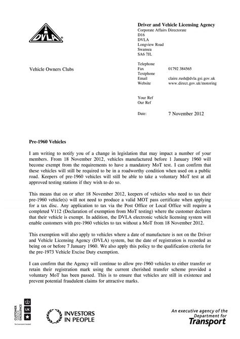 DVLA letter to: FBHVC - 1959 Mini Register