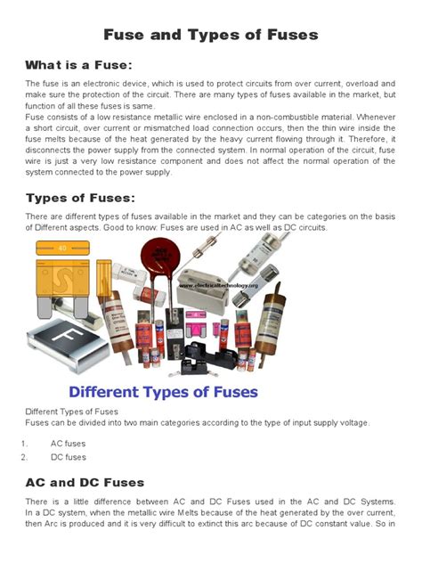 Fuse and Types of Fuses | PDF | Fuse (Electrical) | Power Supply