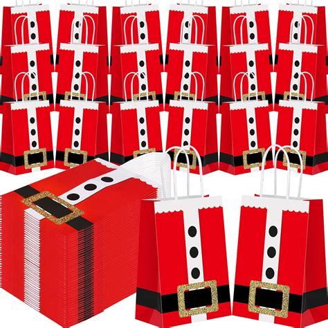 Amazon.com: Sweetude 100 Pcs Christmas Goodie Bags Santa Claus Suit ...
