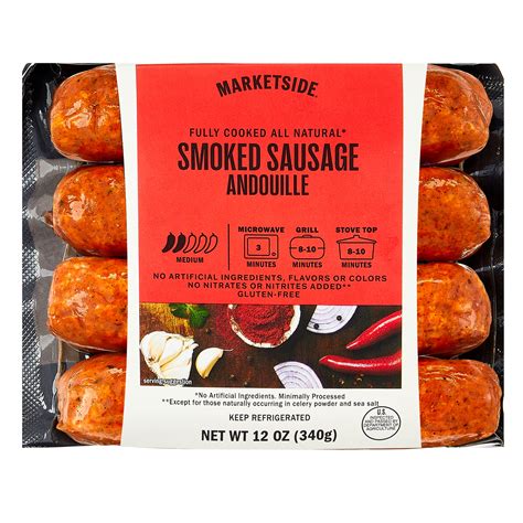 Marketside All Natural Cajun Style Andouille Smoked Pork Sausage, 4 ...