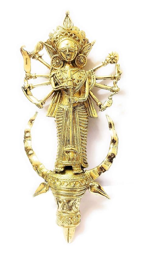 Buy Craft Triangle Metal Brass Dokra Durga Mahishashur Mardini (Gold ...