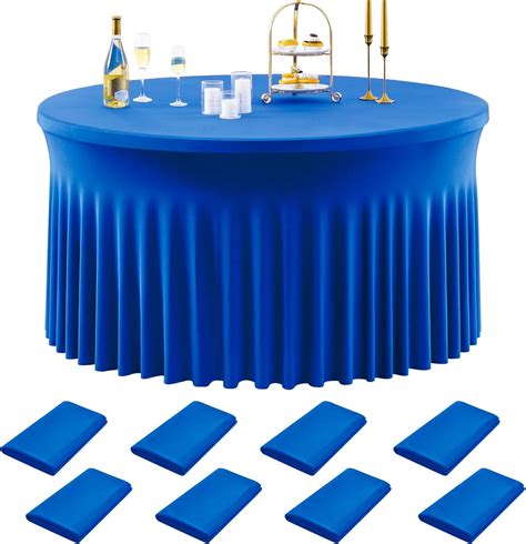 Amazon.com: Outpain 8 Pack Royal Blue 5FT Round Tablecloths, Spandex ...