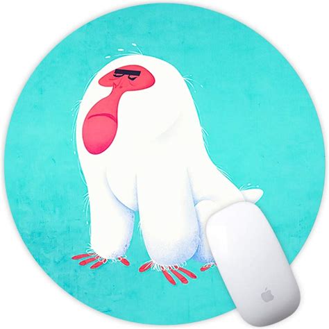 Mouse Pad Mousepad Round White Capuchin Monkey Art Print Comfortable ...
