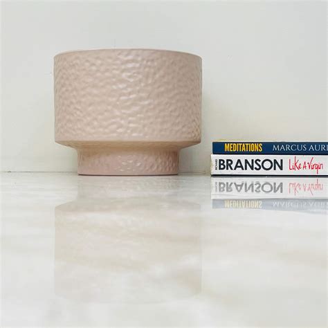 Buy Blush Pink Textured Ceramic Planter – Modern Raised Plant Pot ...