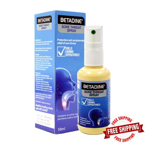 Buy 1 X Betadine Sore Throat Spray 50ml Throat Pain Swelling Discomfort ...