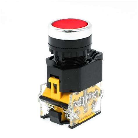 Alcoa PrimeAC 380V 10A 1NO 1NC DPST Momentary Red Flat Push Button ...