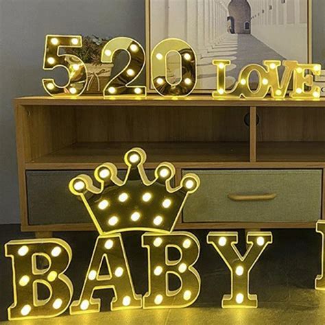 Buy Gold Marquee Letters 5 LED Numbers Light LED Light Up Letters Warm ...