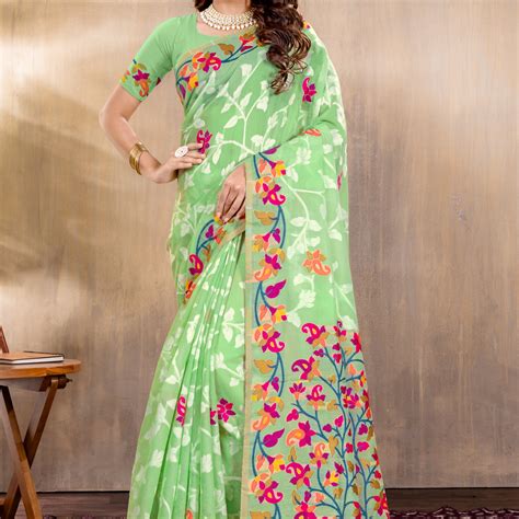 Suhani Green Cotton Jamdani Saree – Gajarai