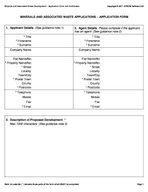 Fillable Online Application form for minerals development. Planning ...
