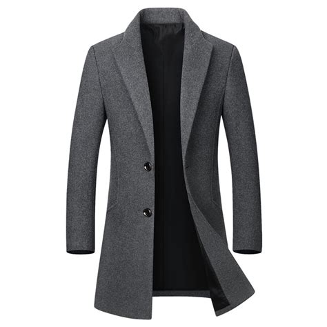 SWSMCLT Men's Wool Jackets & Coats Long Sleeve Winter Slim Fit Overcoat ...