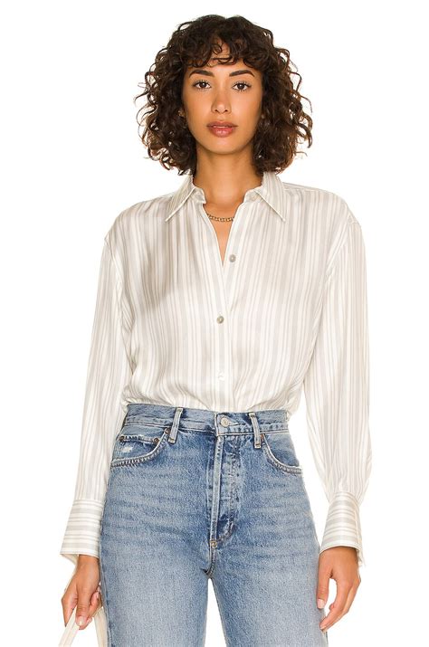 Vince Stripe Sculpted Long Sleeve Top in Off White | REVOLVE