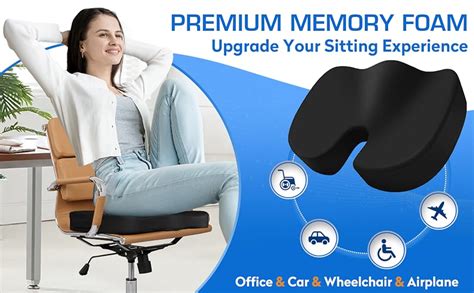 Billebon Memory Foam Coccyx Seat Cushion for Tailbone, Sciatica, Lower ...