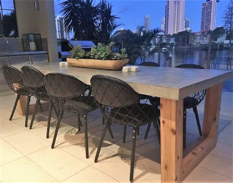 Handmade Polished Concrete Dining Table, Custom Timber Base, Indoor ...