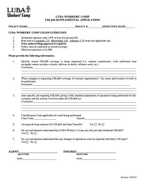 Fillable Online LUBA WORKERS39 COMP USLampH SUPPLEMENTAL bAPPLICATIONb ...