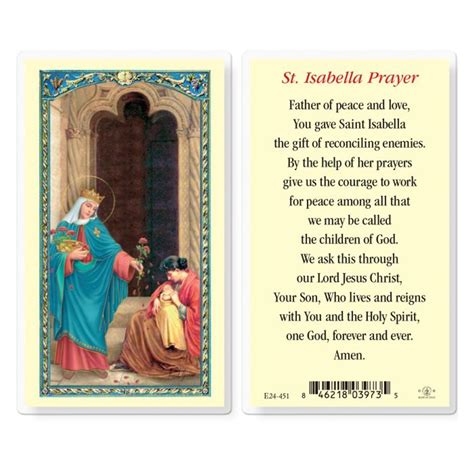 Saint Isabella Laminated Prayer Card