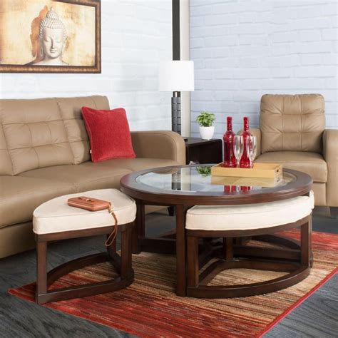Buy Malmo Coffee Table with Stools- 1+4 Pcs. - Brown from Home Centre ...