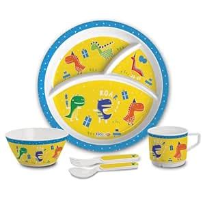 Cello Kidzbee Trioplate Dino Party Melamine Meal Set for Kids | BPA ...