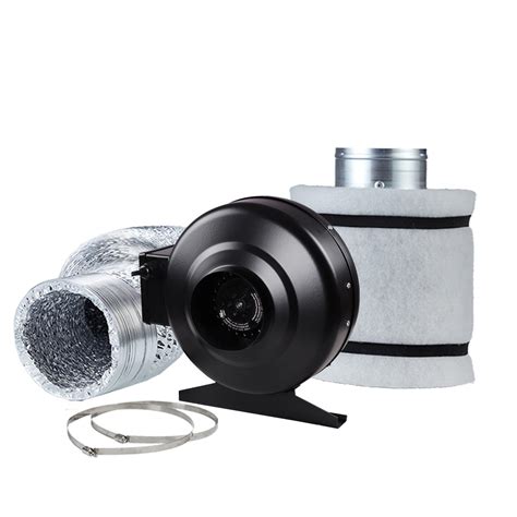 Hydro Plus 4 in Inline Filter Fan Combo Ducting Exhaust Fan Carbon ...