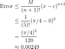 Image result for Error Bound Formulas