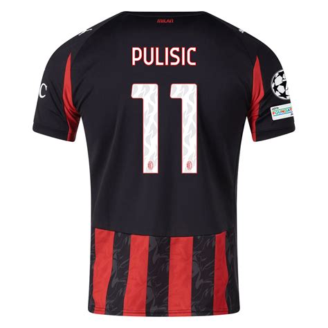 Puma AC Milan Christian Pulisic Home Jersey w/ Champions League Patche
