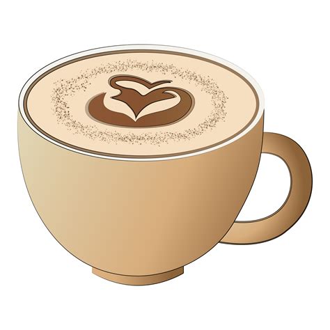 Latte art on coffee cup isolated cartoon design on transparent ...