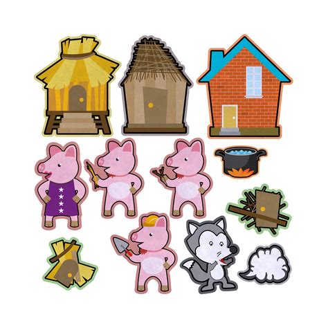 Buy Three Little Pigs Big Bad Wolf Felt Play Art Set Flannel Board ...