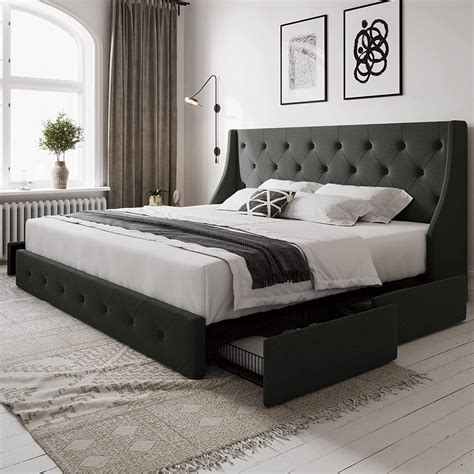 Tufted King Size Bed Frame at Harold Chappell blog
