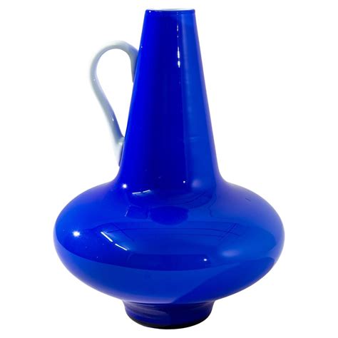 1960s Italian Blue Glass Vase For Sale at 1stDibs