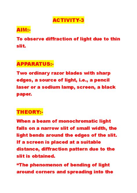 Activity 3 pdf - Hdifb - ACTIVITY- 3 AIM:- To observe diffraction of ...
