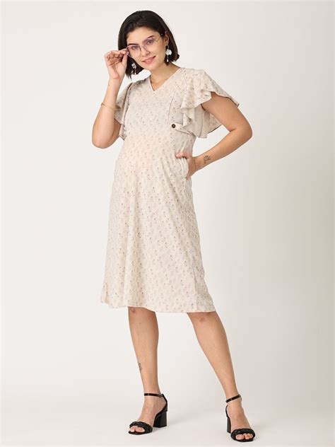 The Mom Store Cloud Cream Floral Maternity and Nursing Dress - The Mom ...