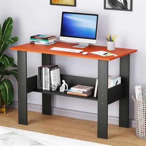 Lukzer Premium Engineered Wood Computer Desk with One Tier Shelves ...