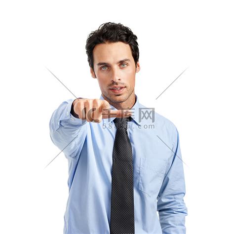 商人，用手指向肖像，专业顾问和管理反对白色背景。高清摄影大图-千库网