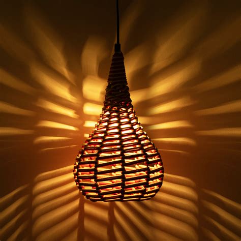 'Cotton Swirls' Handwoven Conical Hanging Pendant Lamp In Cotton Rope ...