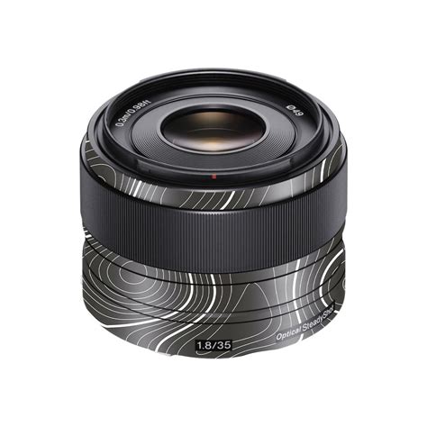 Grayscale Topographic Lines Sony FE 35mm F/1.8 Camera Lens Skin